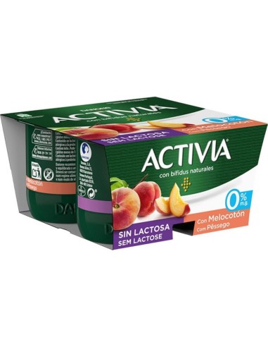 DA. ACTIVIA SIN LACTOSA MELOCOTON 0% X4