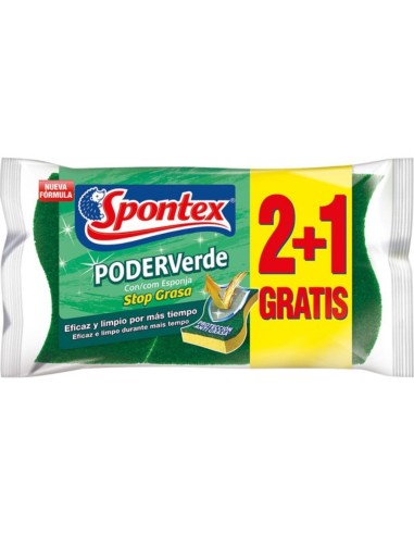 ESTROPAJO SPONTEX PODER VERDE 2+1